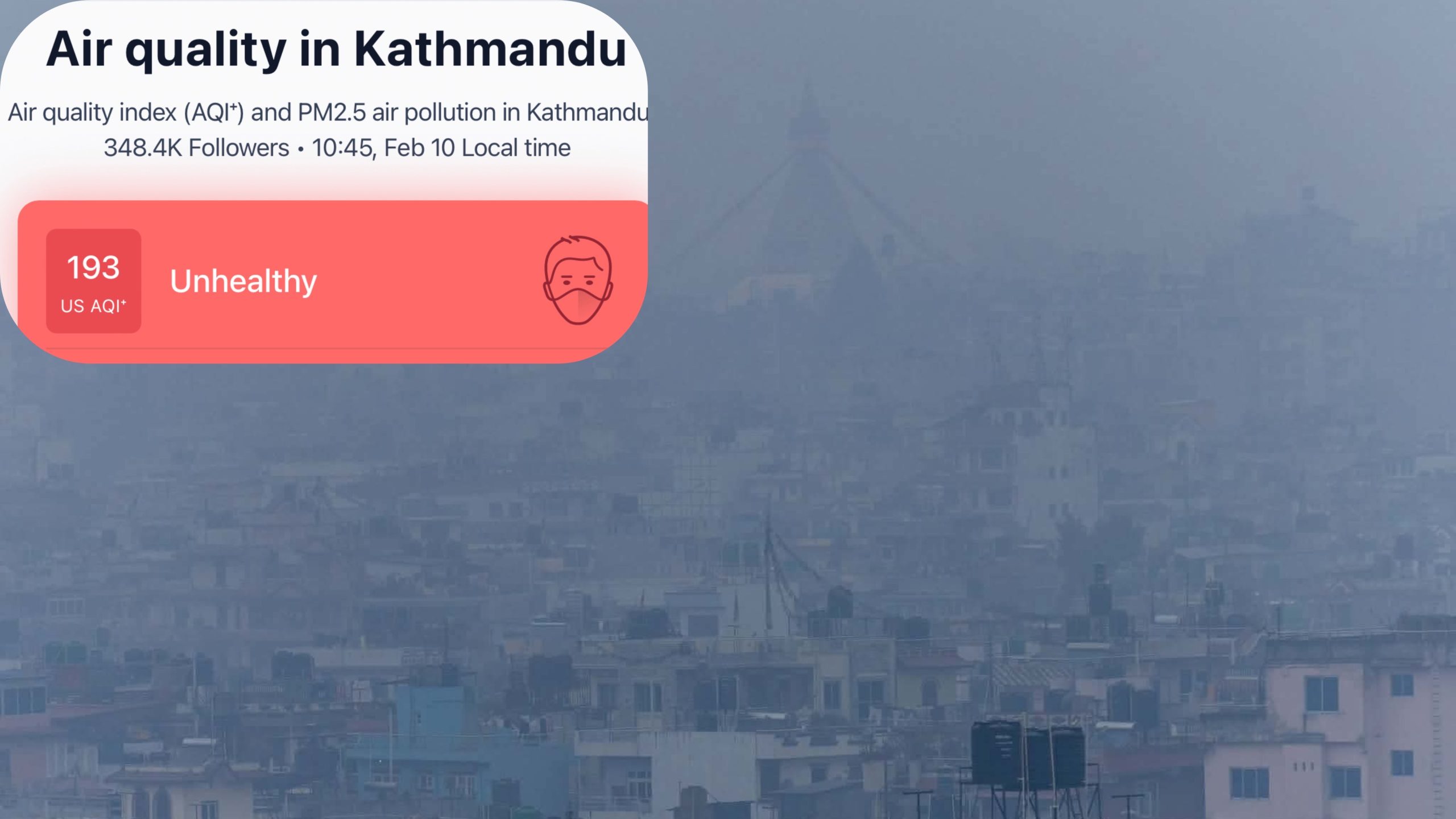 अस्वस्थ बन्दै काठमाडौं, यस्तो छ वायु गुणस्तर